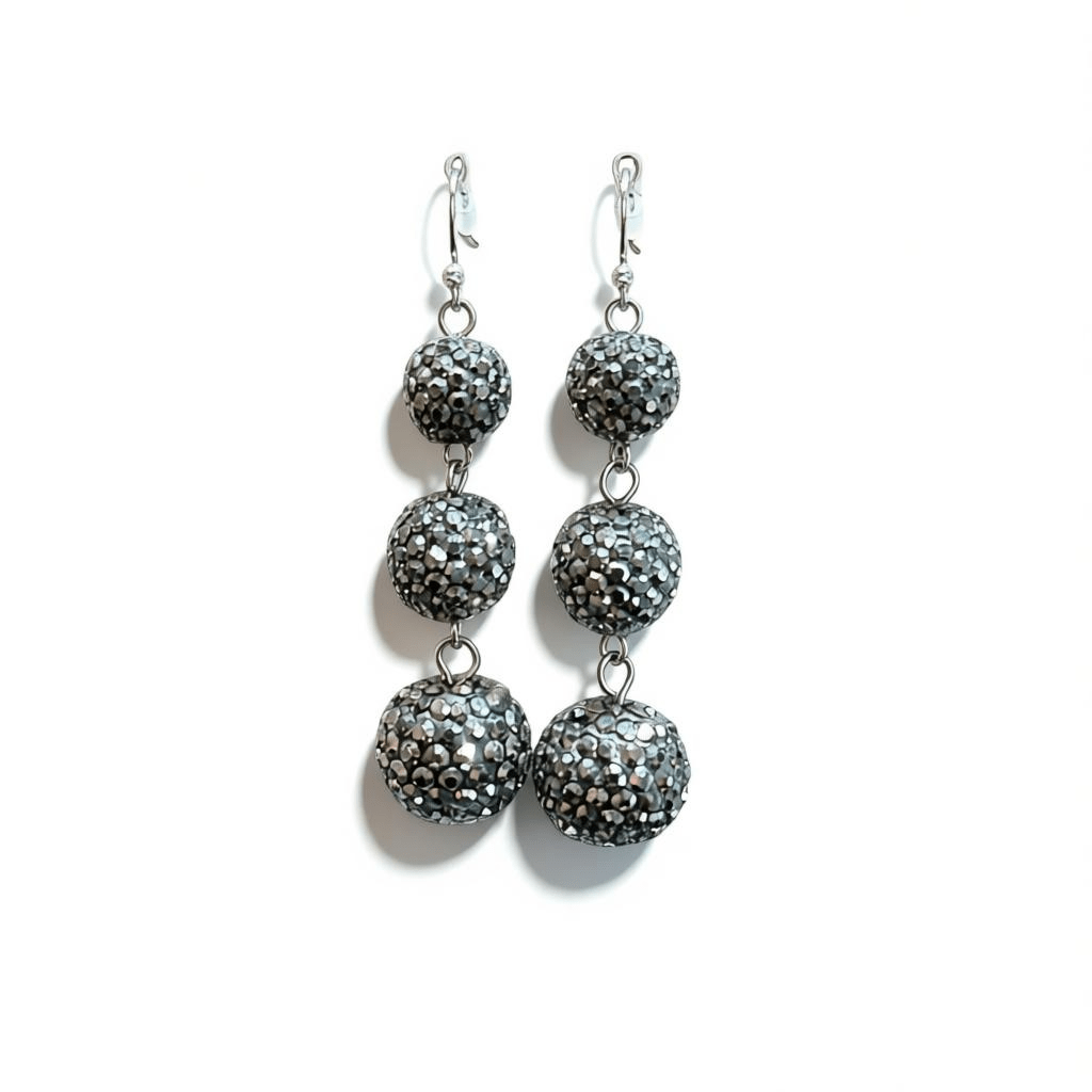 Graphite Shambella Crystal Pace 3 - Tier Dangle Earrings - Reed House of Jewels