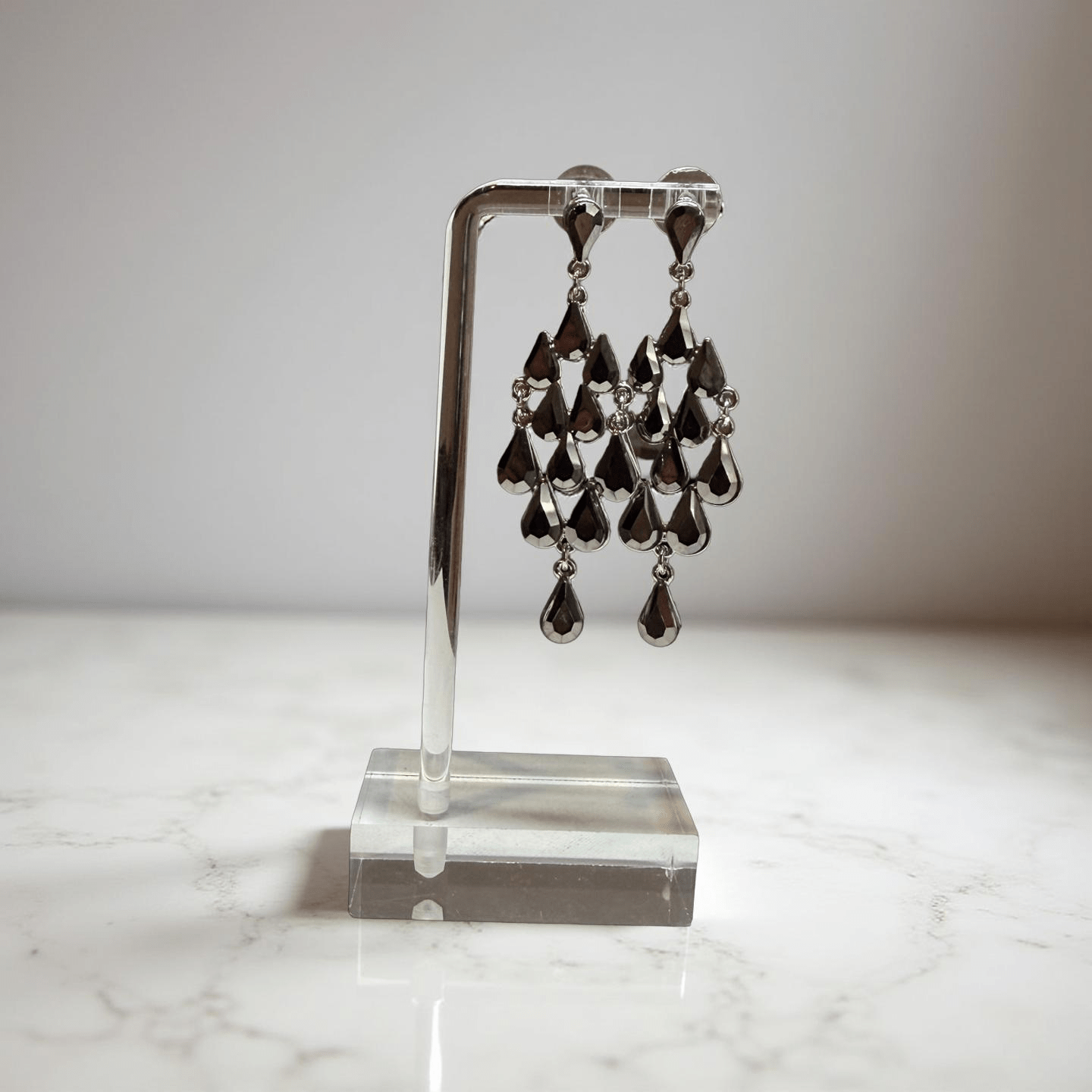 Gunmetal Glamour Chandelier Earrings - Reed House of Jewels