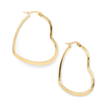 Gold Tone Flat Heart Hoop Earrings - Reed House of Jewels