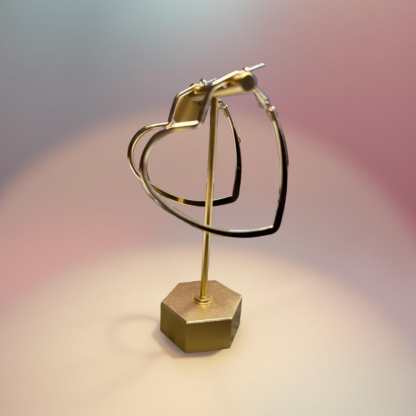 Gold Tone Flat Heart Hoop Earrings - Reed House of Jewels