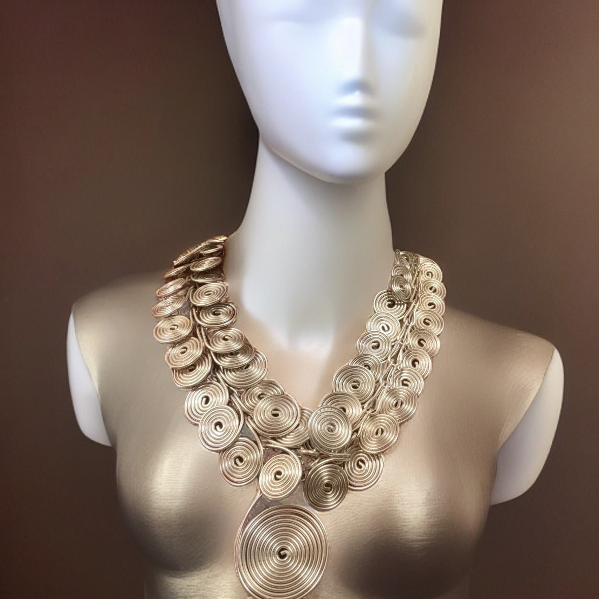 Champagne Silver Disc Link Statement Necklace - Reed House of Jewels