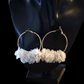 White and Gold Fabric Ruffle Hoop Earrings - Reed House of Jewels