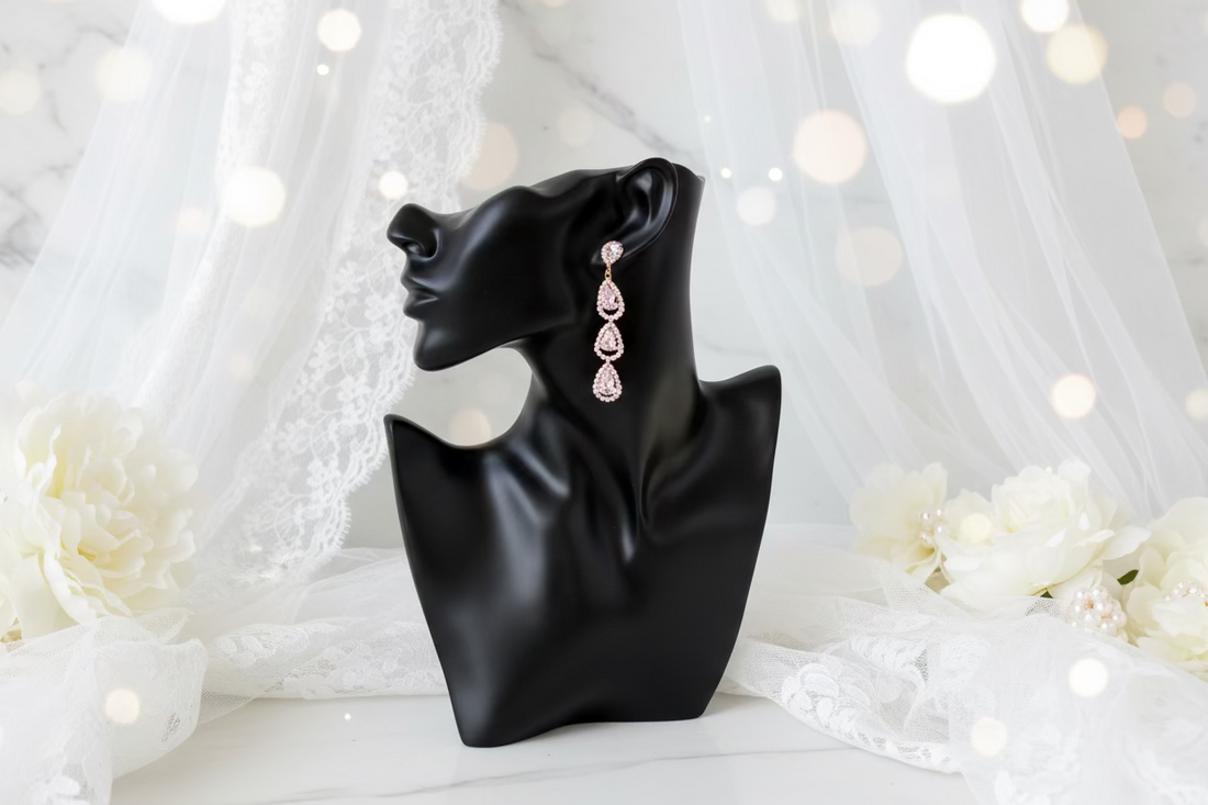 Linear Clear Crystal and Gold Earrings