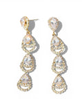 Linear Clear Crystal and Gold Earrings - Reed House of Jewels