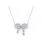 Silver Tone Bow Fixed Pendant Necklace - Reed House of Jewels