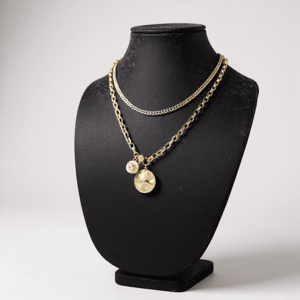 Gold Mixed Metal Evil Eye Necklace Set - Reed House of Jewels