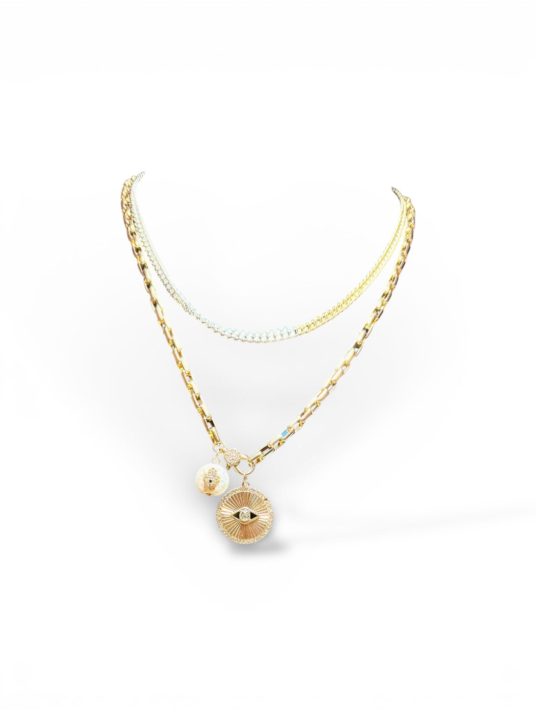 Gold Mixed Metal Evil Eye Necklace Set - Reed House of Jewels