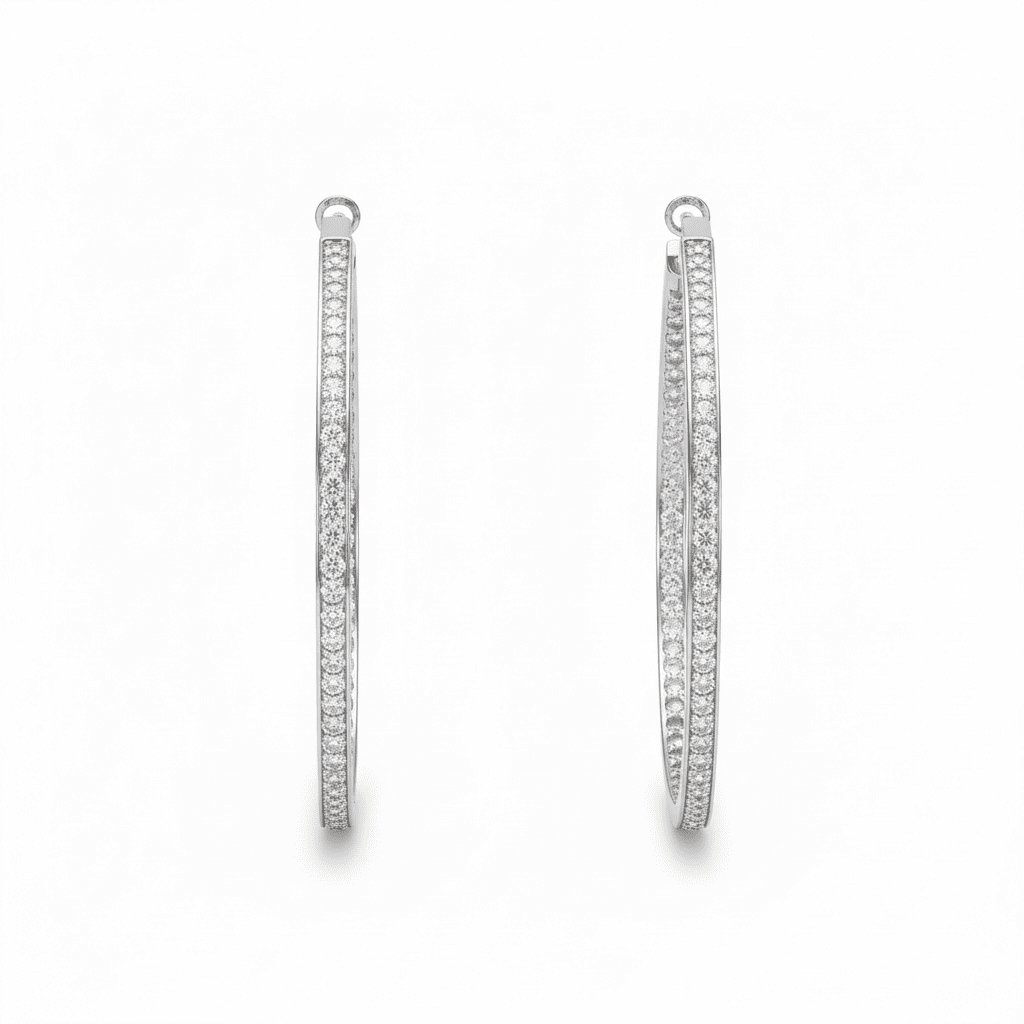 30mm Silver and Crystal Hoop Earrings - Reed House of Jewels