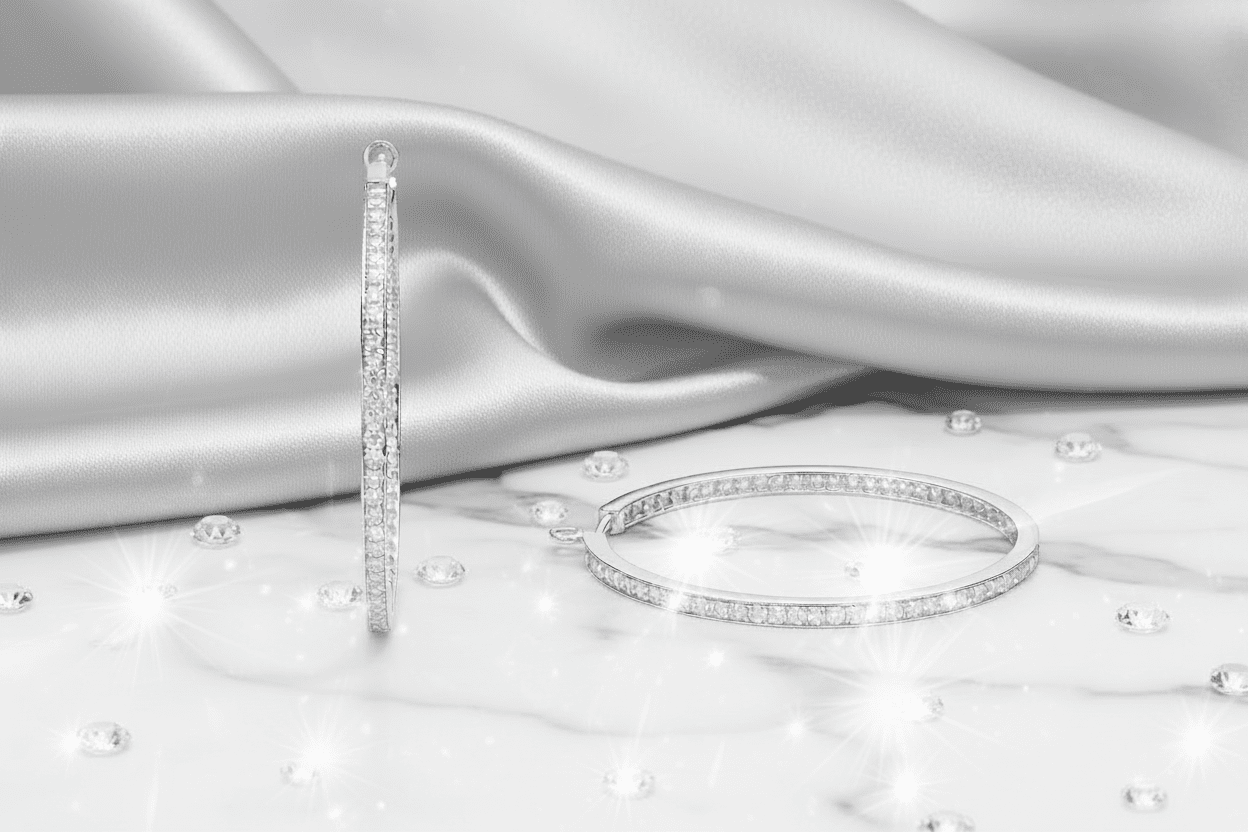 65mm Silver and Crystal Hoop Earrings - Reed House of Jewels