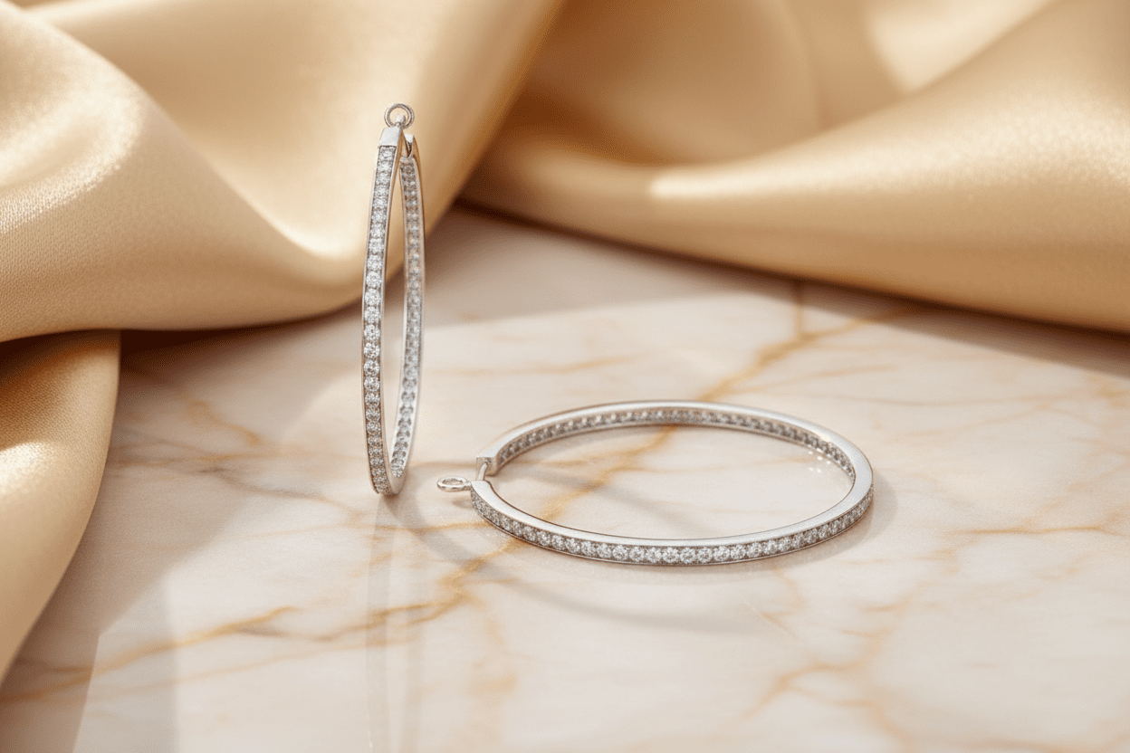 30mm Silver and Crystal Hoop Earrings - Reed House of Jewels