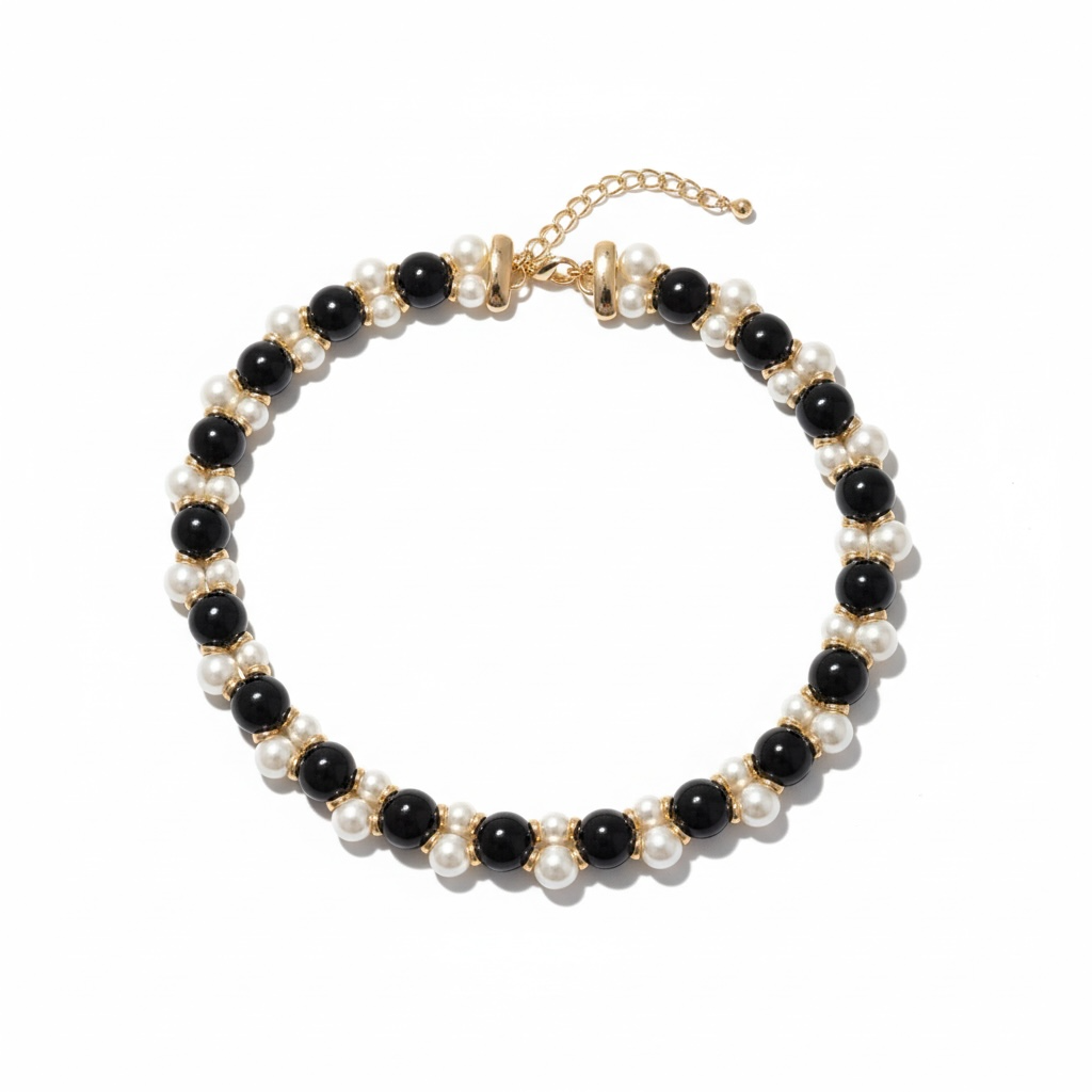 Pearl and Black Onyx Stoned Collar