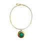 Green Stone with Swirl Metal Pendant Necklace