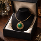 Green Stone with Swirl Metal Pendant Necklace