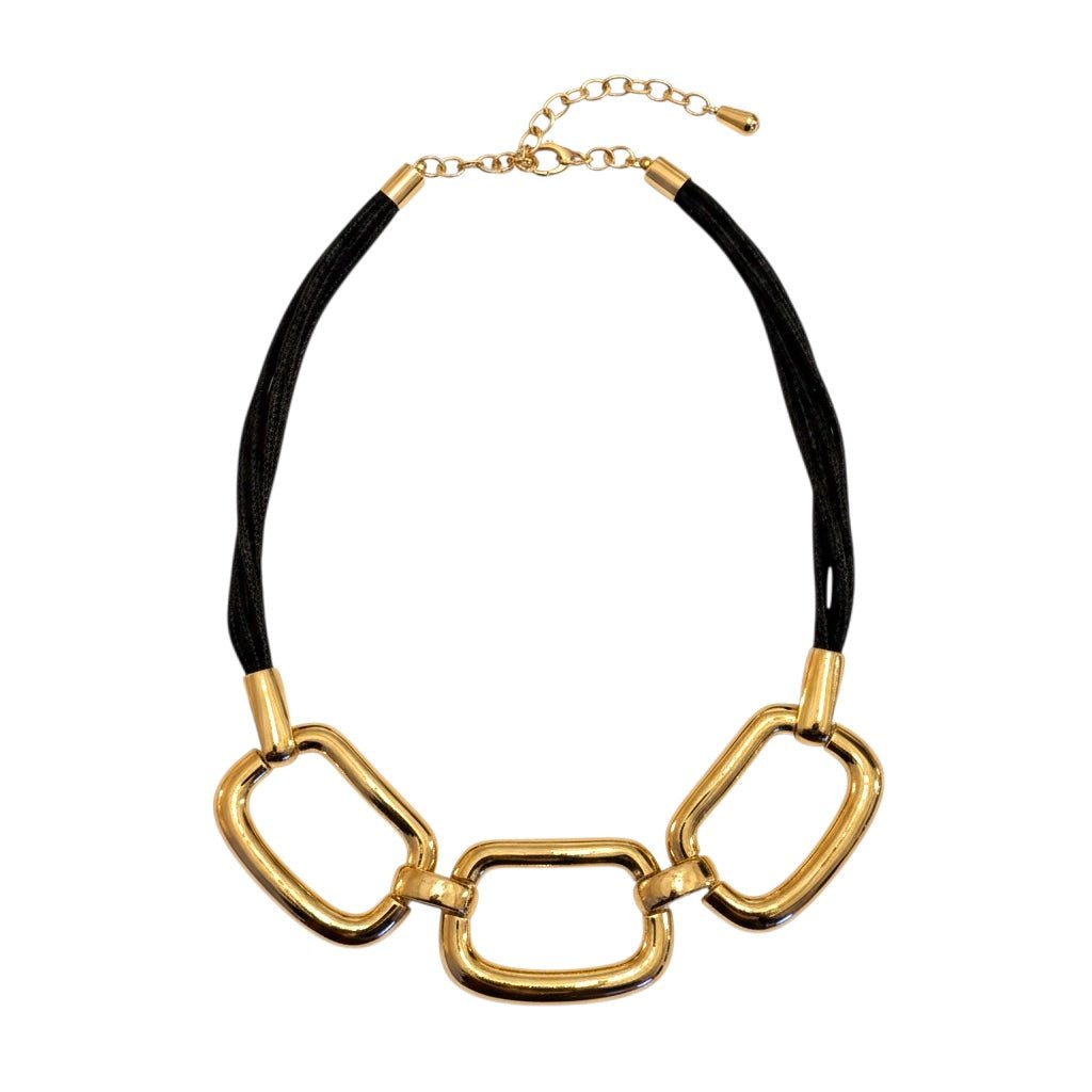 Black Multi - Stand Cord and Gold Necklace - Reed House of Jewels