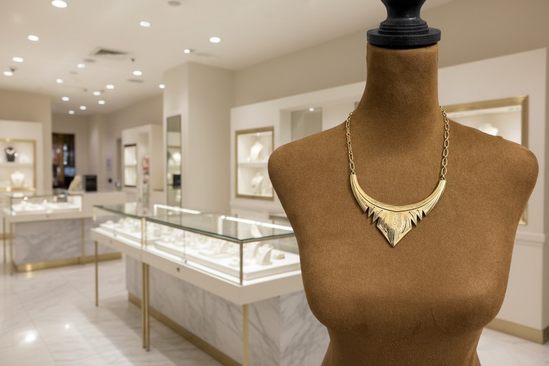 Etched Arrow Statement Necklace