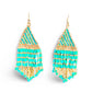 Green and Gold Beaded Dangle Earrings - Reed House of Jewels