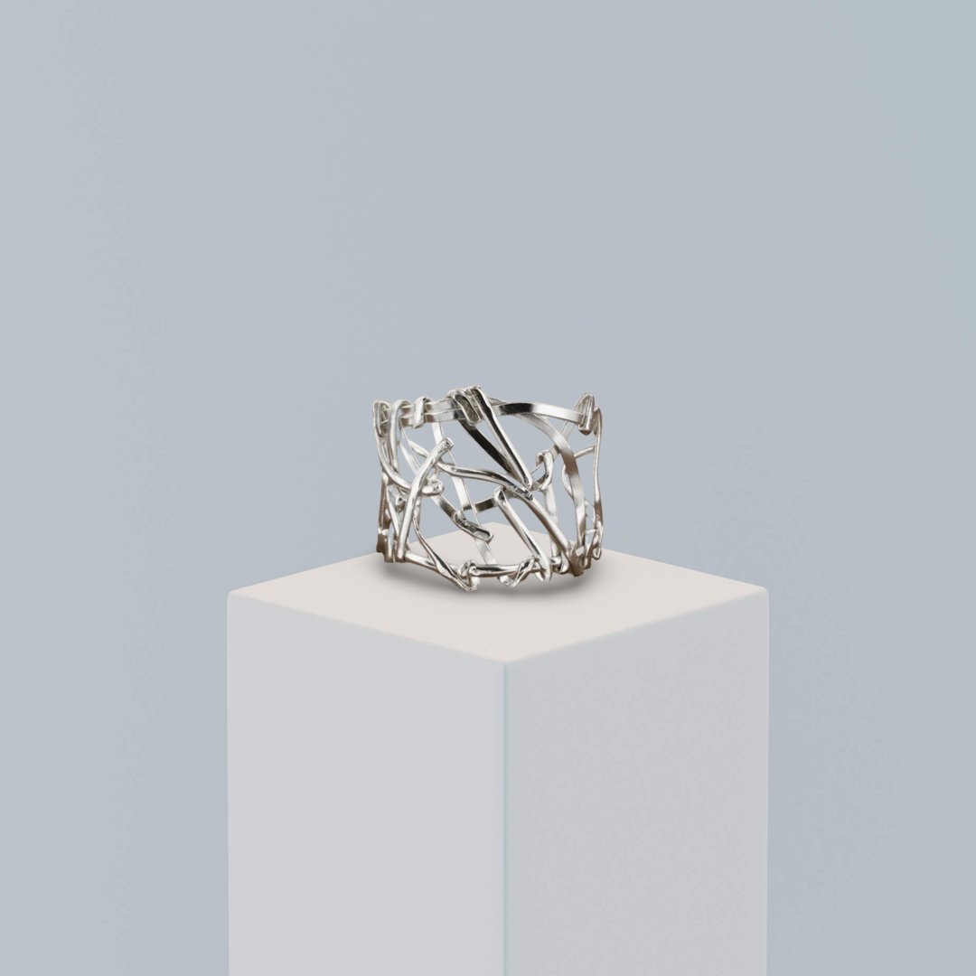 Silver Plated Wide Scribble Cuff Bracelet - Reed House of Jewels