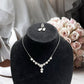 Silver Tone Crystal Statement Necklace & Matching Drop Earrings 2 - Piece Set - Reed House of Jewels