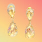 Gold Tone and Light Topaz Crystal Double Teardrop Post Earrings - Reed House of Jewels