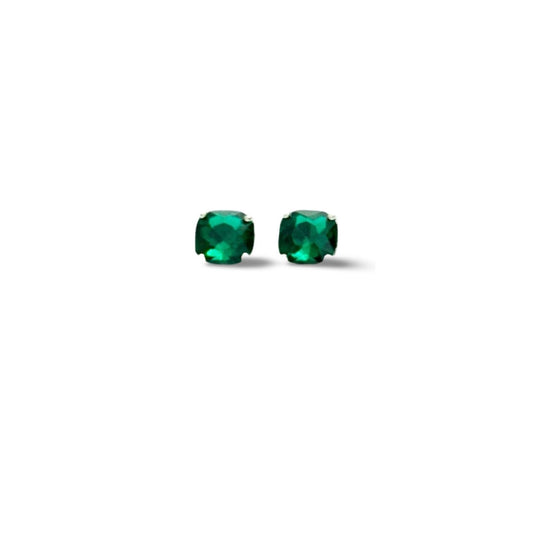 Large Emerald Crystal Square Stud Earrings - Reed House of Jewels