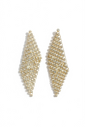 Gold Tone Mesh and Crystal Dangle Earrings