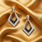 Diamond Two-Tone Rhinestone Detail Drop Earrings