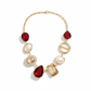 Pearl and Crystal Chunky Gold Tone Necklace - Reed House of Jewels