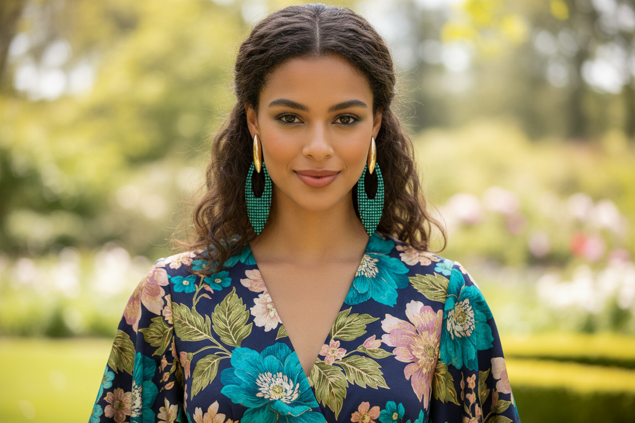 Teal Crystal and Gold Drop Earrings - Reed House of Jewels