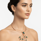 Matte Gold Tone and Green Gem Peacock Tail Necklace - Reed House of Jewels