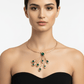 Matte Gold Tone and Green Gem Peacock Tail Necklace - Reed House of Jewels