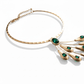 Matte Gold Tone and Green Gem Peacock Tail Necklace - Reed House of Jewels