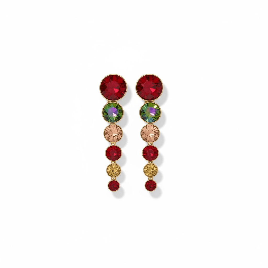 Vibrant Multi - Color Crystal Dangle Statement Earrings - Reed House of Jewels