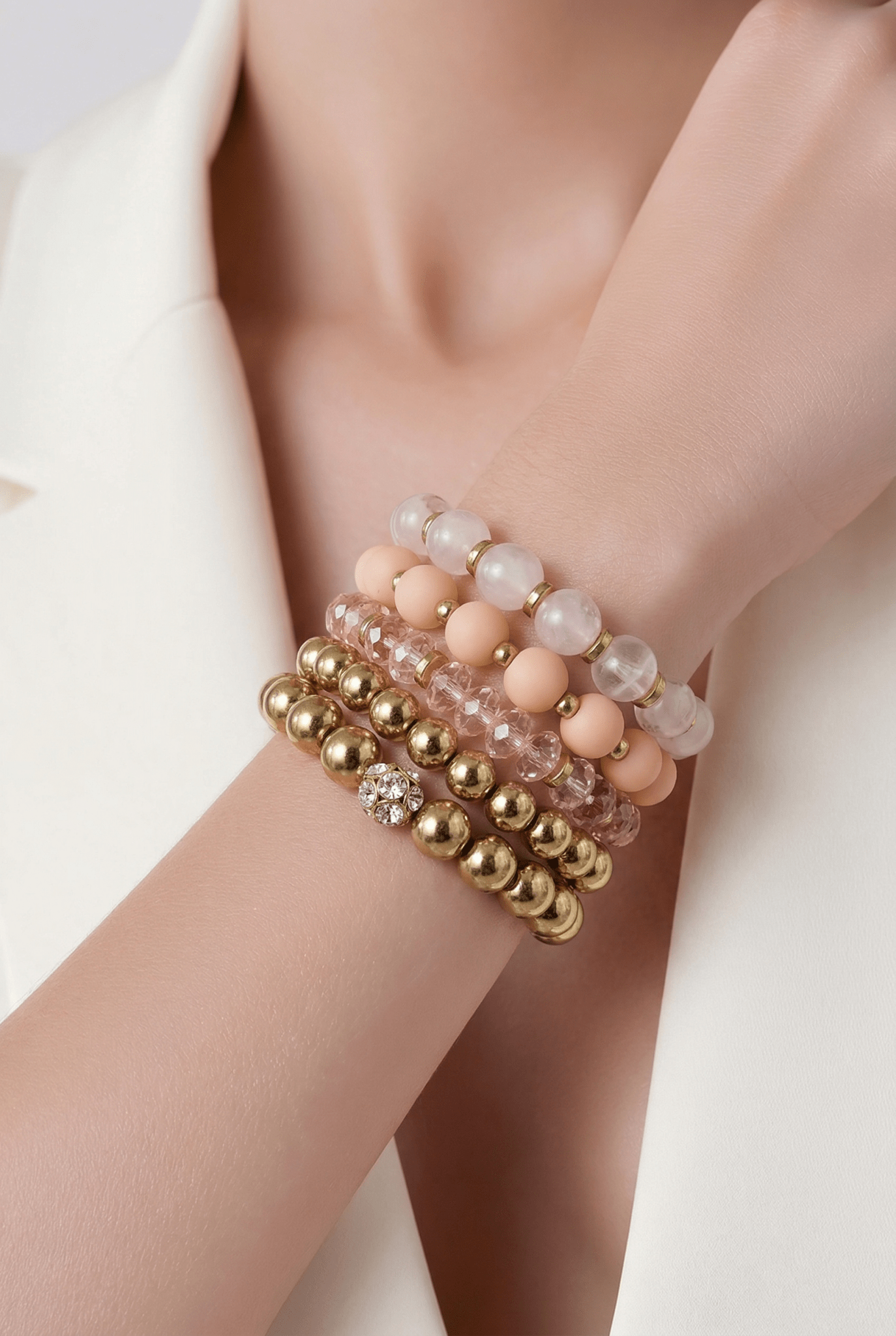 The Rosé & Gold 5 pcs Bracelet Stack - Reed House of Jewels