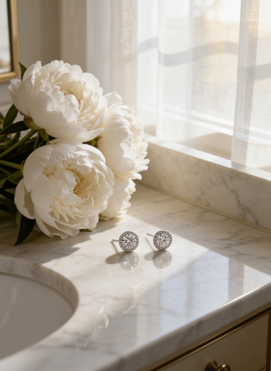 Cubic Zirconia Sterling Silver 8.3mm Stud Earrings - Reed House of Jewels