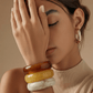 3 pc Chunky Bangle Bracelets Marble Natural/Yellow/Brown - Reed House of Jewels