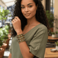 Gold/Green Crystal Cluster Stretch Vintage Inspired Bracelet - Reed House of Jewels