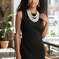 2 Tone Layered Cream and White Pearls Multi - Strand Bib Statement Necklace and Earring Set - Reed House of Jewels