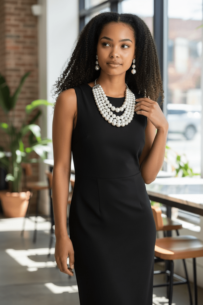 2 Tone Layered Cream and White Pearls Multi - Strand Bib Statement Necklace and Earring Set - Reed House of Jewels