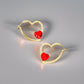 Red Stone Heart Hoops with Crystals Earrings - Reed House of Jewels