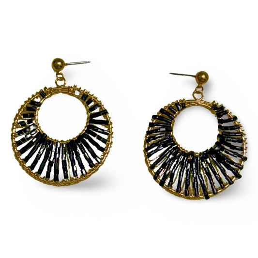 Black Glass Beaded Earrings - Reed House of Jewels