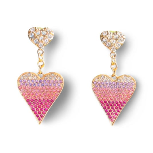 Pink Crystal Hearts Earrings - Reed House of Jewels