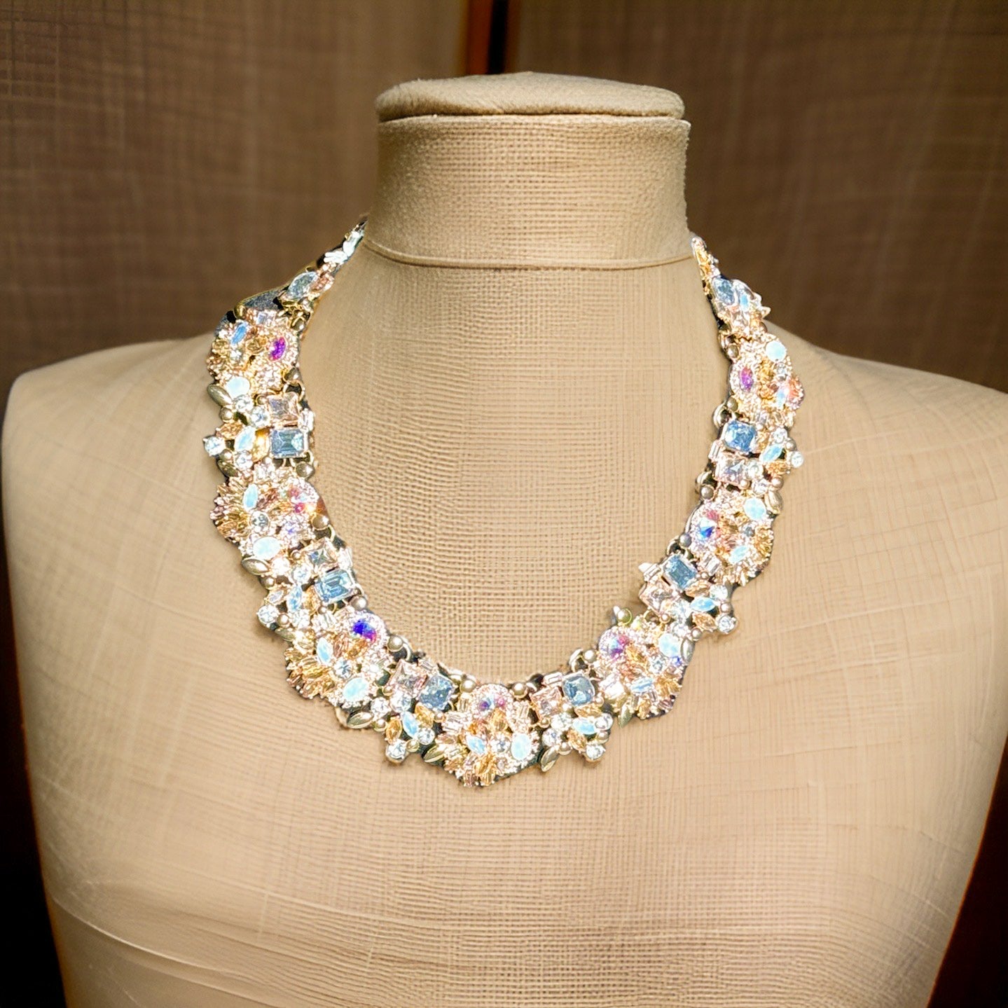 Light Pastel Crystal Stones Collar Necklace - Reed House of Jewels