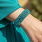 Teal Crystal Statement Stretch Cuff Bracelet
