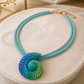 Mermaid Jewels Multi-Strand Teal Crystal Nautilus Shell Necklace