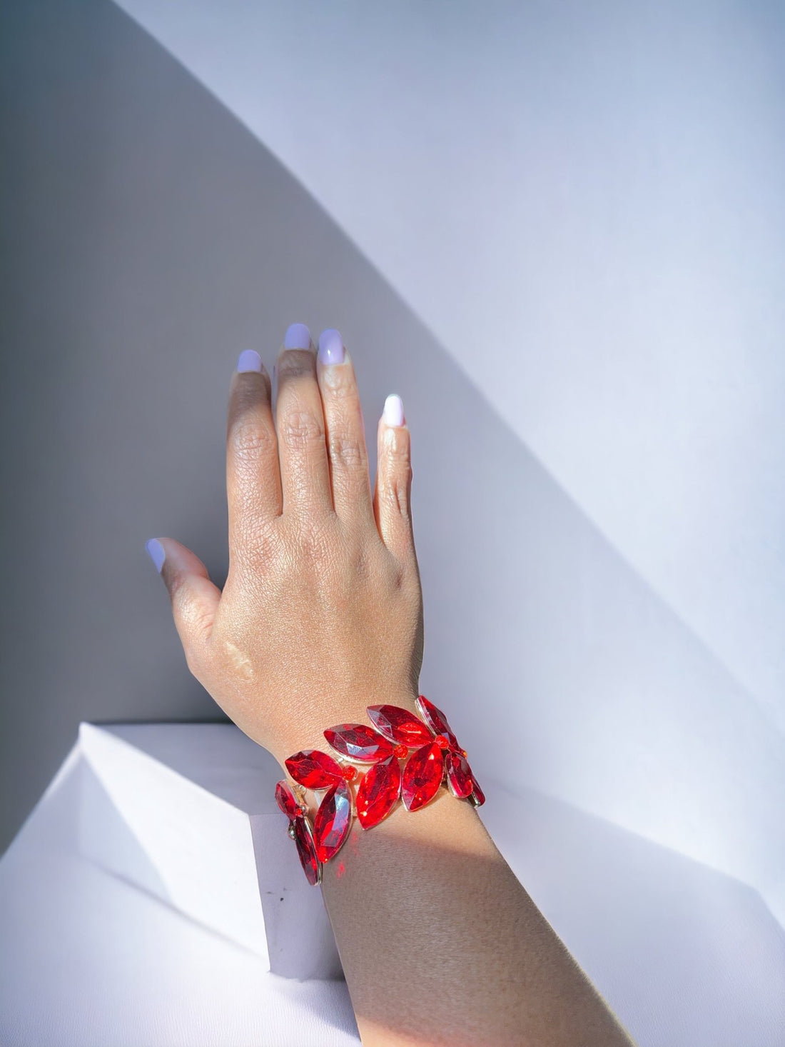 Red Marquise Cut Stone Cluster Stretch Evening Bracelet - Reed House of Jewels