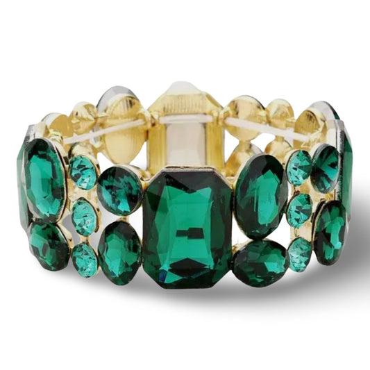 Emerald Crystal Accented Stretch Evening Bracelet - Reed House of Jewels