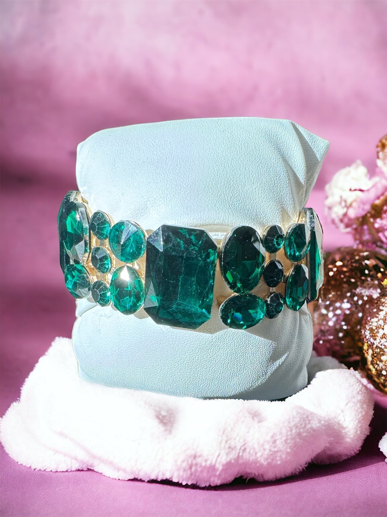 Emerald Crystal Accented Stretch Evening Bracelet - Reed House of Jewels