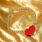 Red Heart Rhinestone Pave Chunky Metal Chain Necklace - Reed House of Jewels