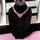 Pink Heart Rhinestone Pave Chunky Metal Chain Necklace - Reed House of Jewels