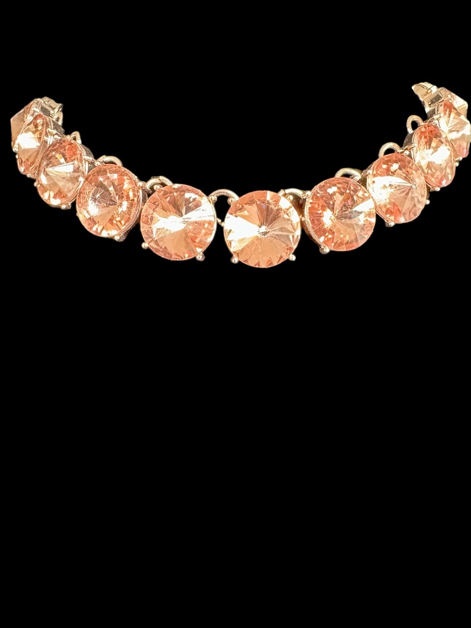 Peach Round Stone Link Evening Necklace and Earring Set - Reed House of Jewels